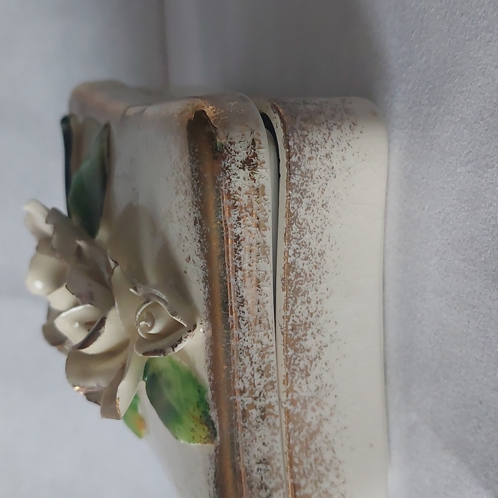 Vintage ceramic trinket box with lid flowers floral - Picture 12 of 15
